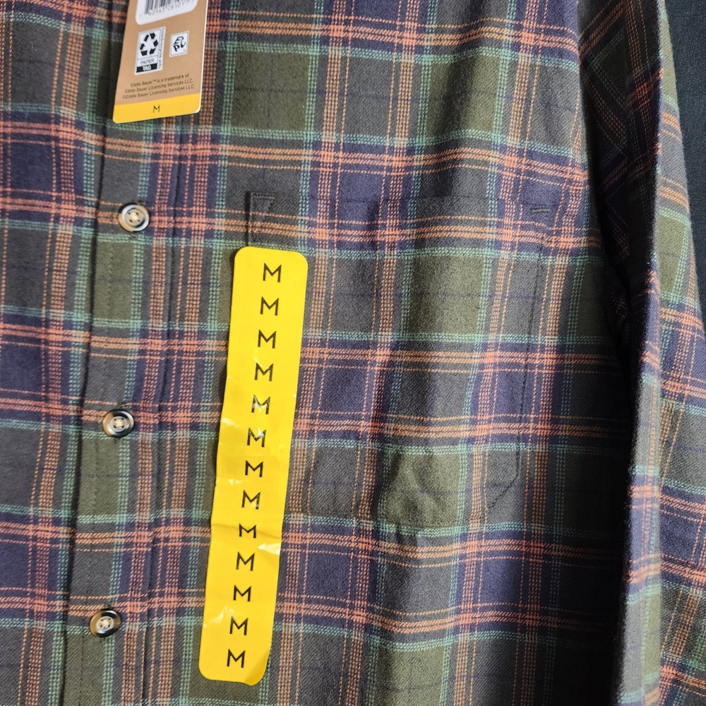 Eddie Bauer Men Plaid Flannel Shirt Green Size Medium M Long Sleeve Button Down - Picture 4 of 7